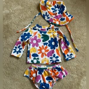 Hanna Andersson Floral Baby Girl Swim Set